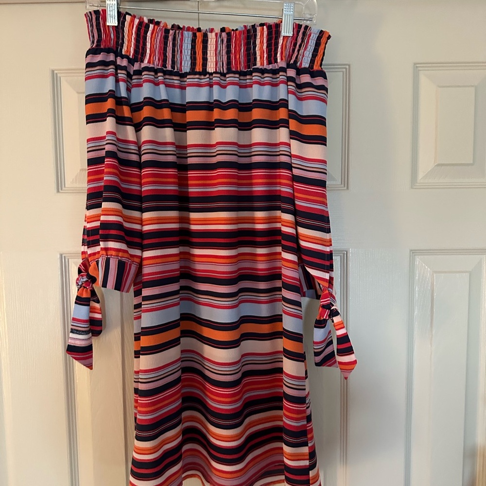 Off the shoulder striped dress